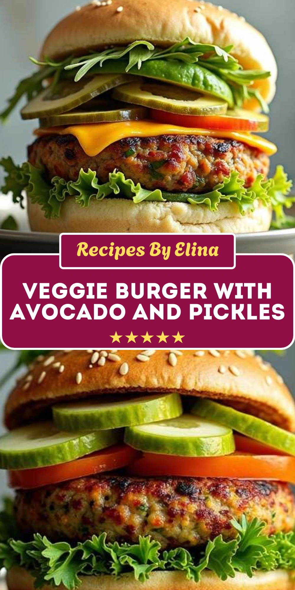 Veggie Burger with Avocado and Pickles