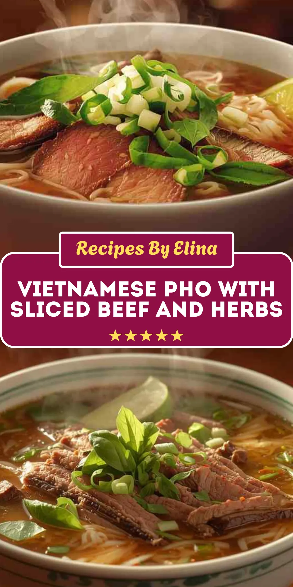 Vietnamese Pho with Sliced Beef and Herbs