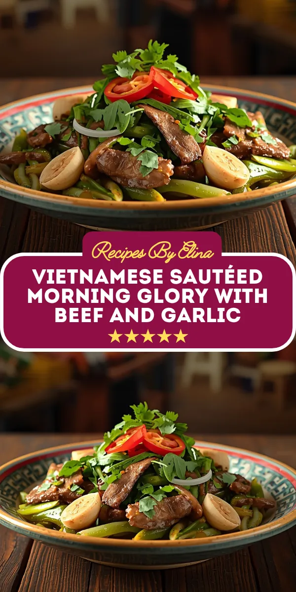 Vietnamese Sautéed Morning Glory with Beef and Garlic