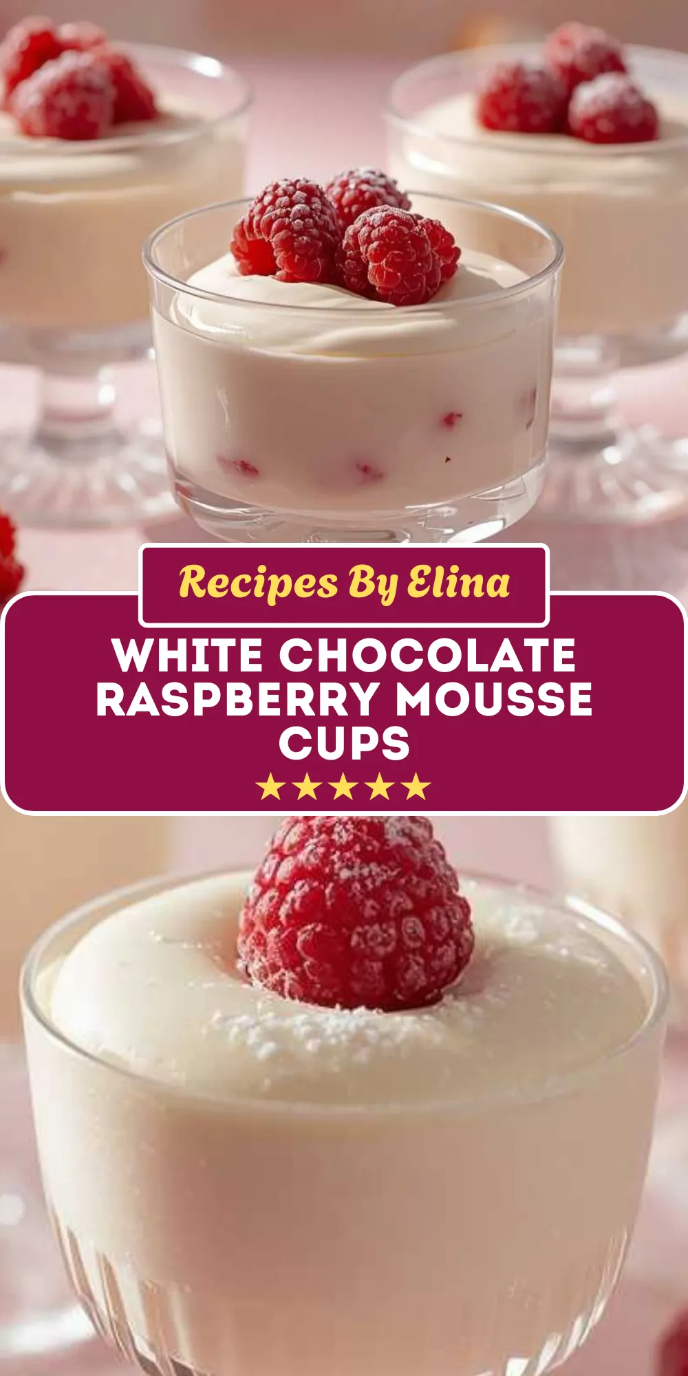 White Chocolate Raspberry Mousse Cups