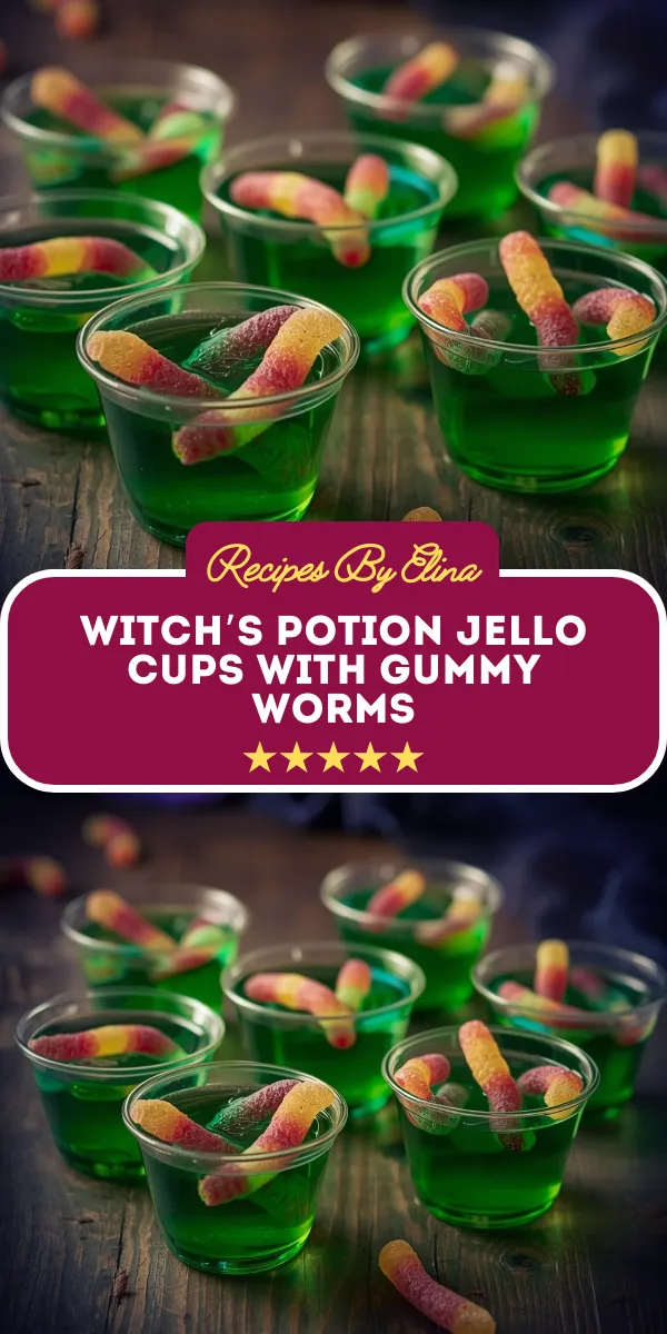 Witch’s Potion Jello Cups with Gummy Worms
