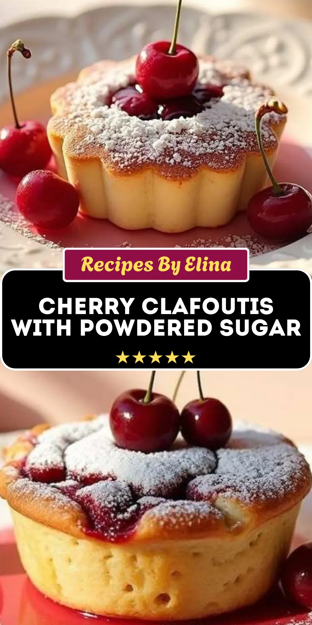 Cherry Clafoutis with Powdered Sugar