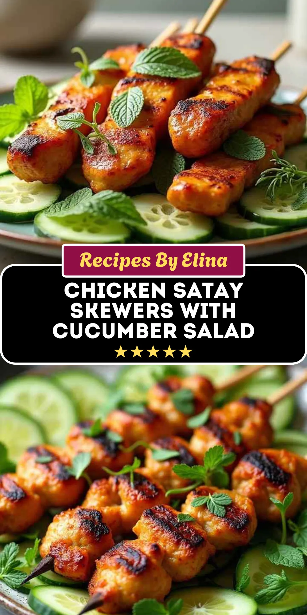Chicken Satay Skewers with Cucumber Salad