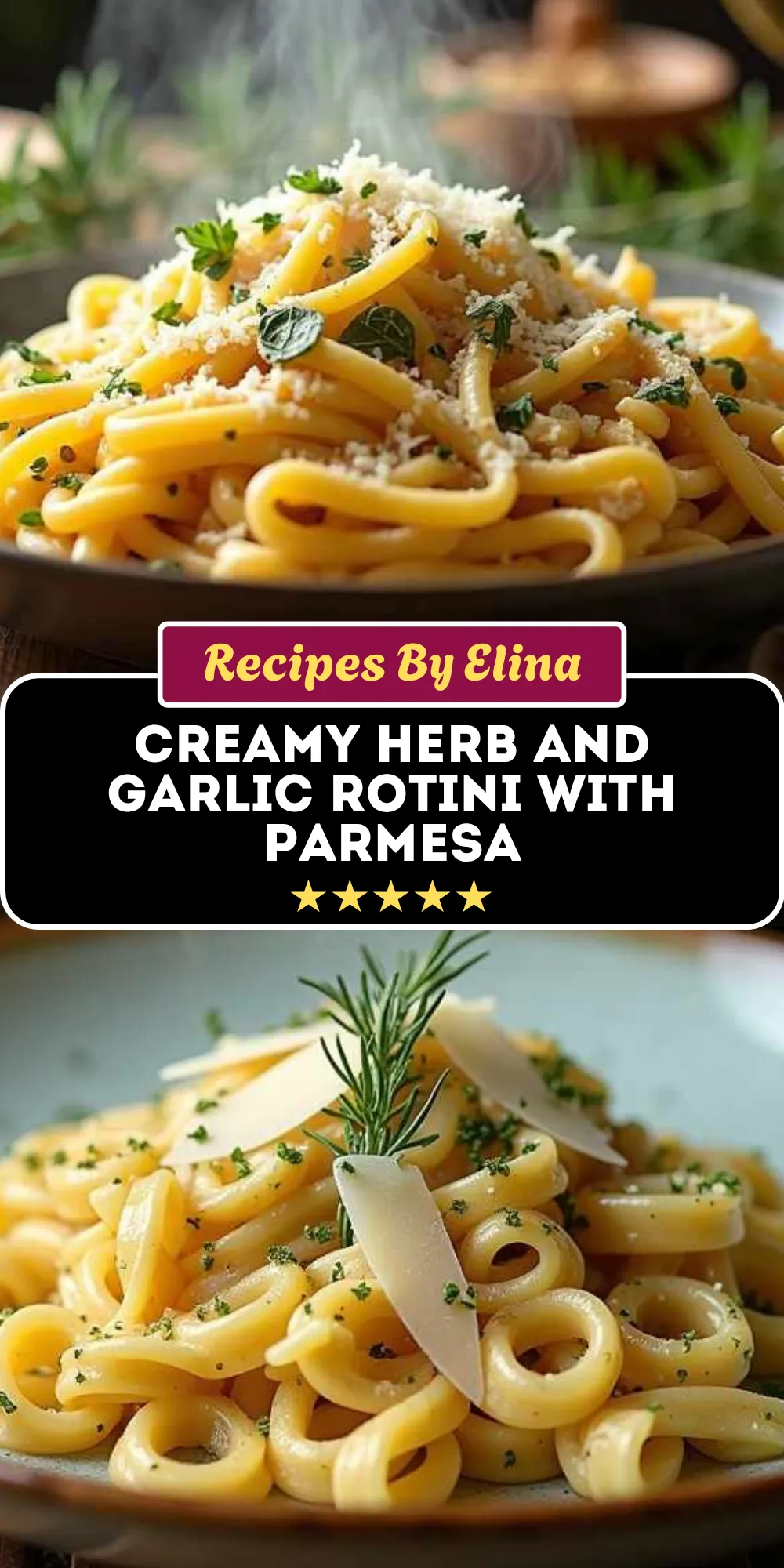 Creamy Herb and Garlic Rotini with Parmesa