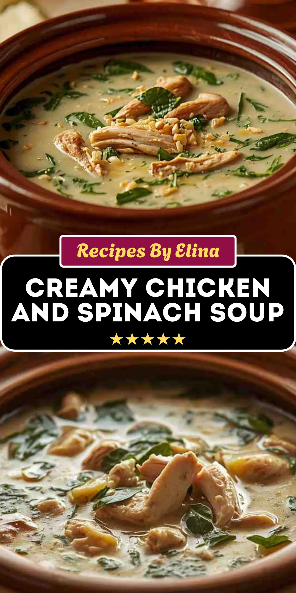 Crockpot Creamy Chicken and Spinach Soup