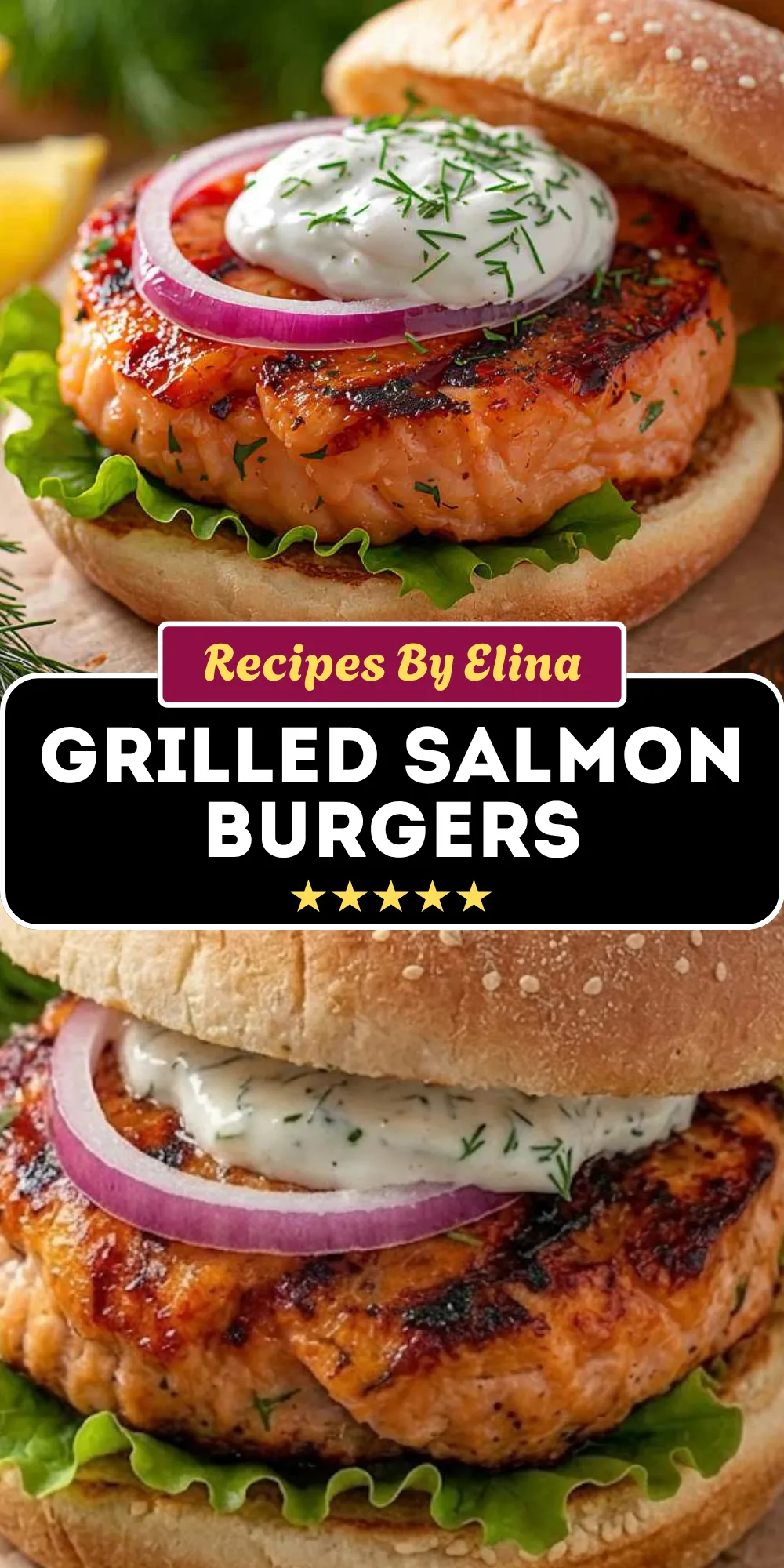 Grilled Salmon Burgers with Dill Sauce