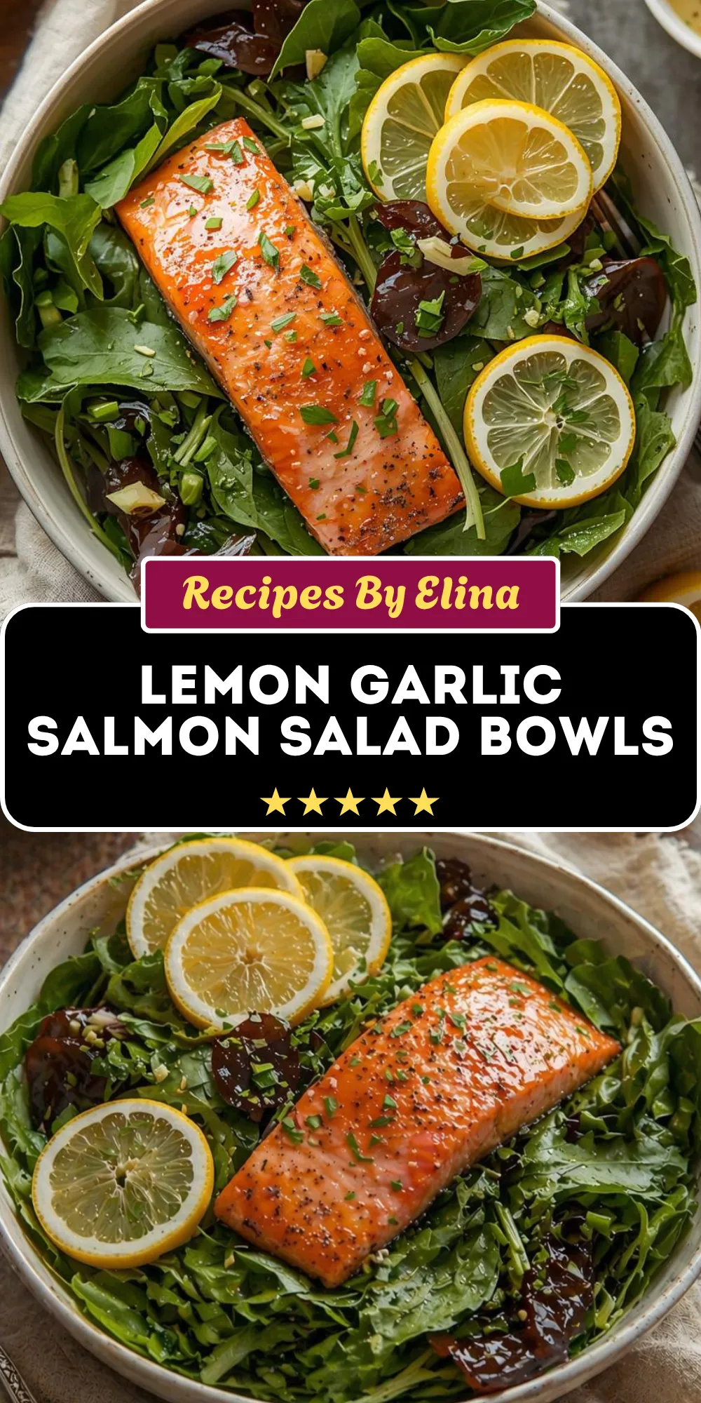 Lemon Garlic Salmon Salad Bowls
