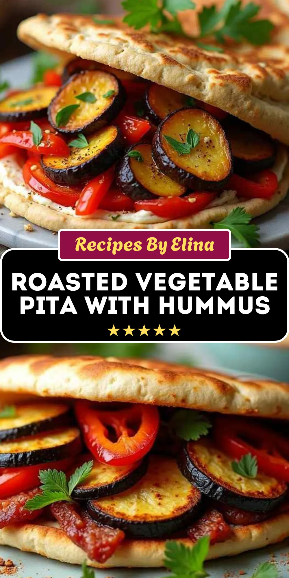 Roasted Vegetable Pita with Hummus