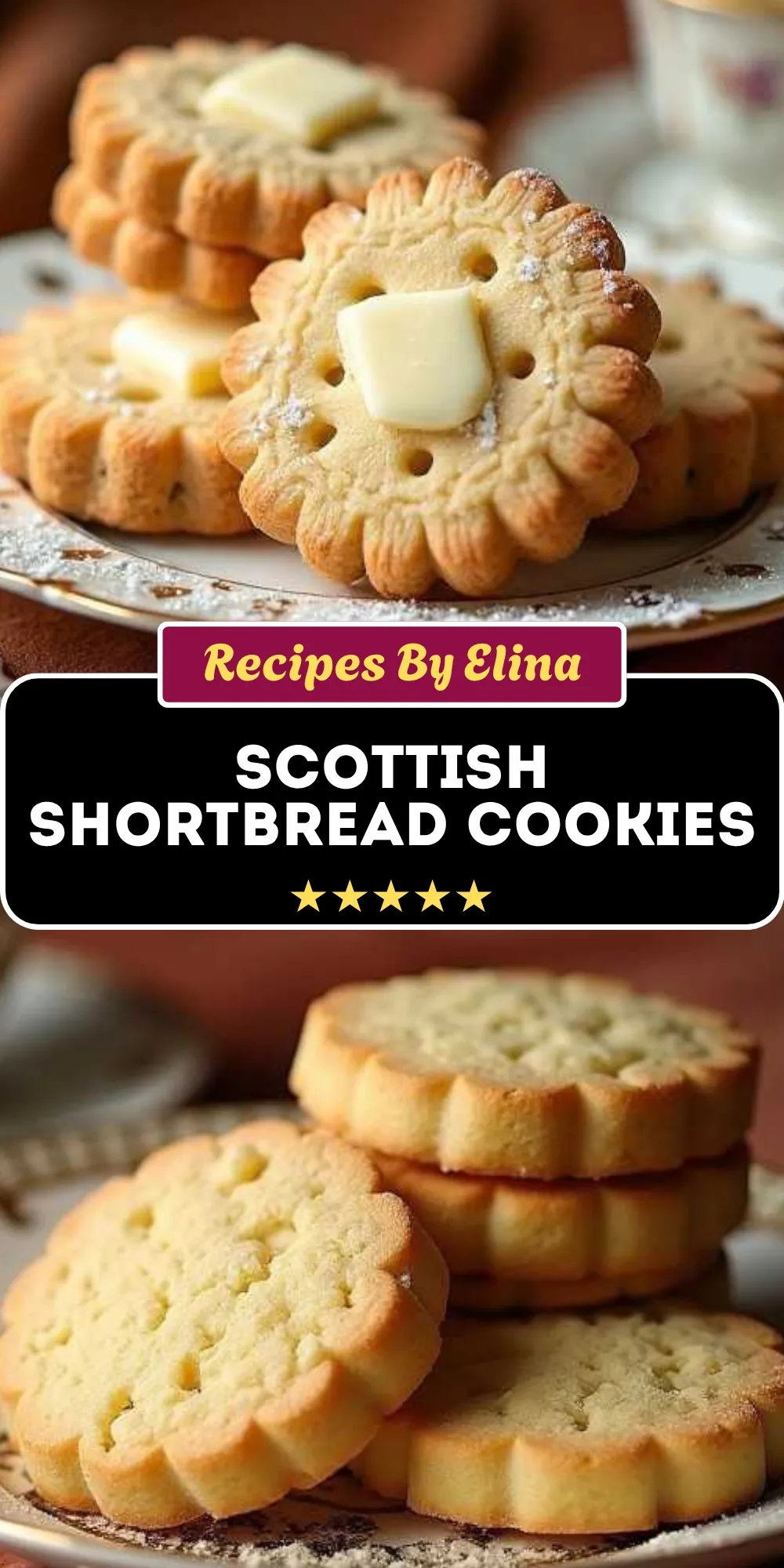 Scottish Shortbread Cookies with Butter and Sugar