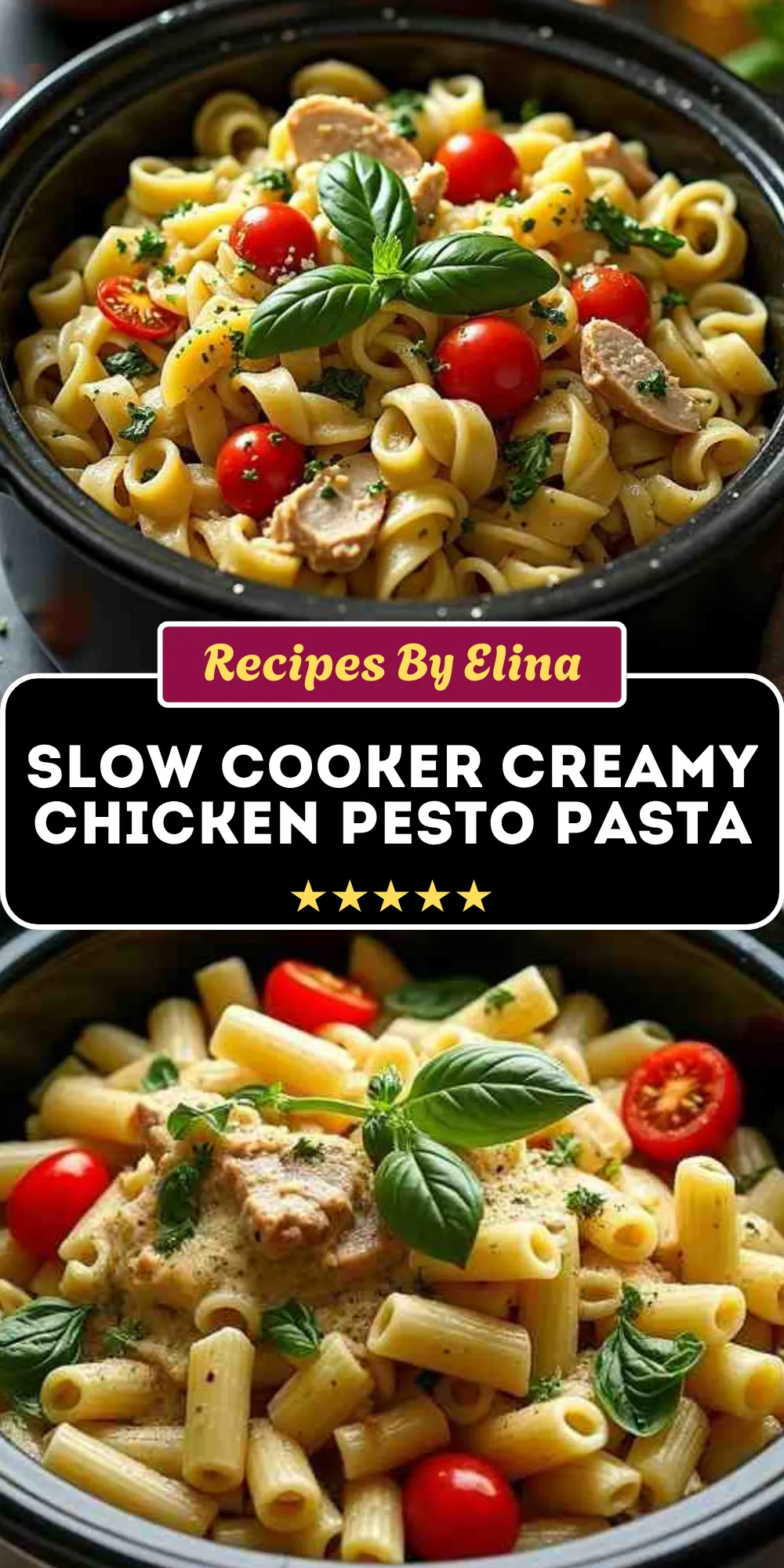 Slow Cooker Creamy Chicken Pesto Pasta