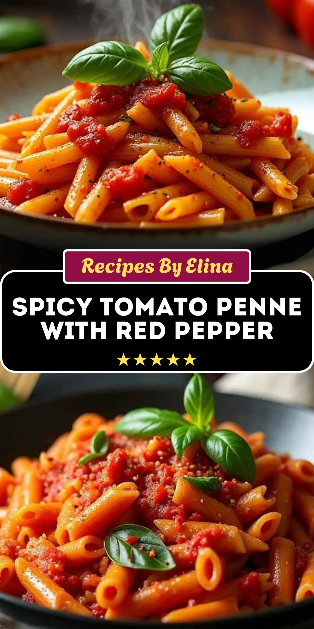 Spicy Tomato Penne with Red Pepper Flakes and Basil