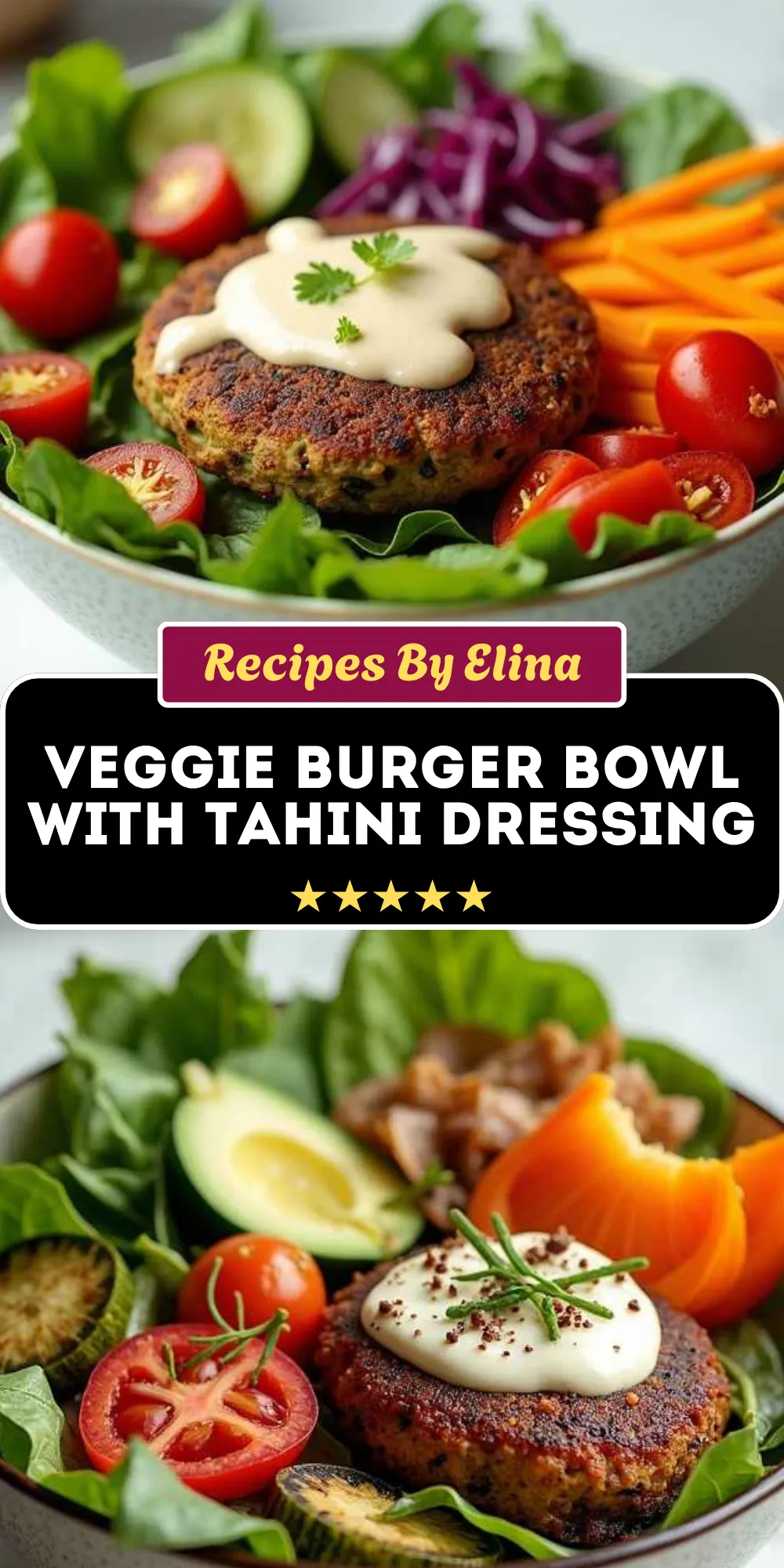 Veggie Burger Bowl with Tahini Dressing