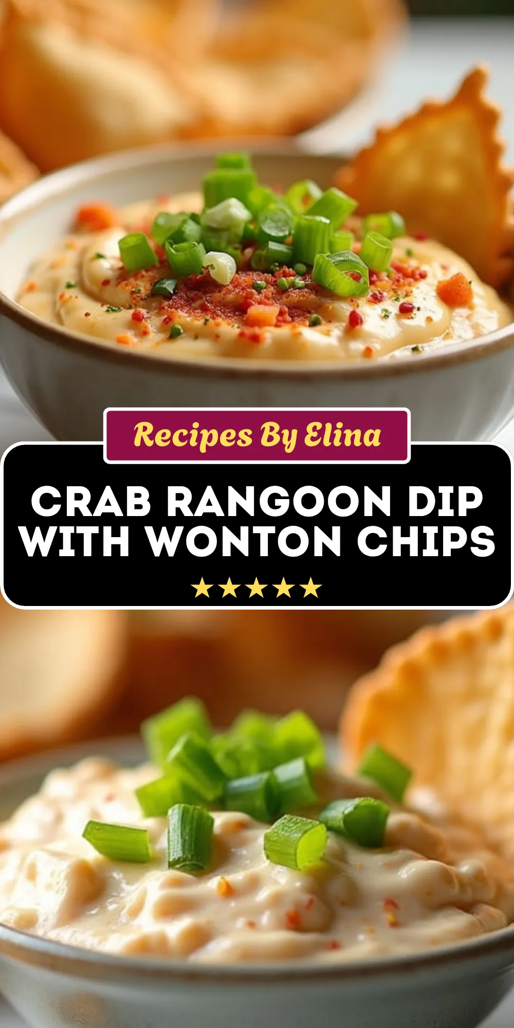 Crab Rangoon Dip with Wonton Chips