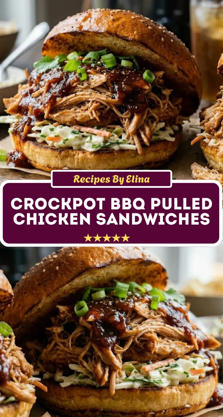 Crockpot BBQ Pulled Chicken Sandwiches