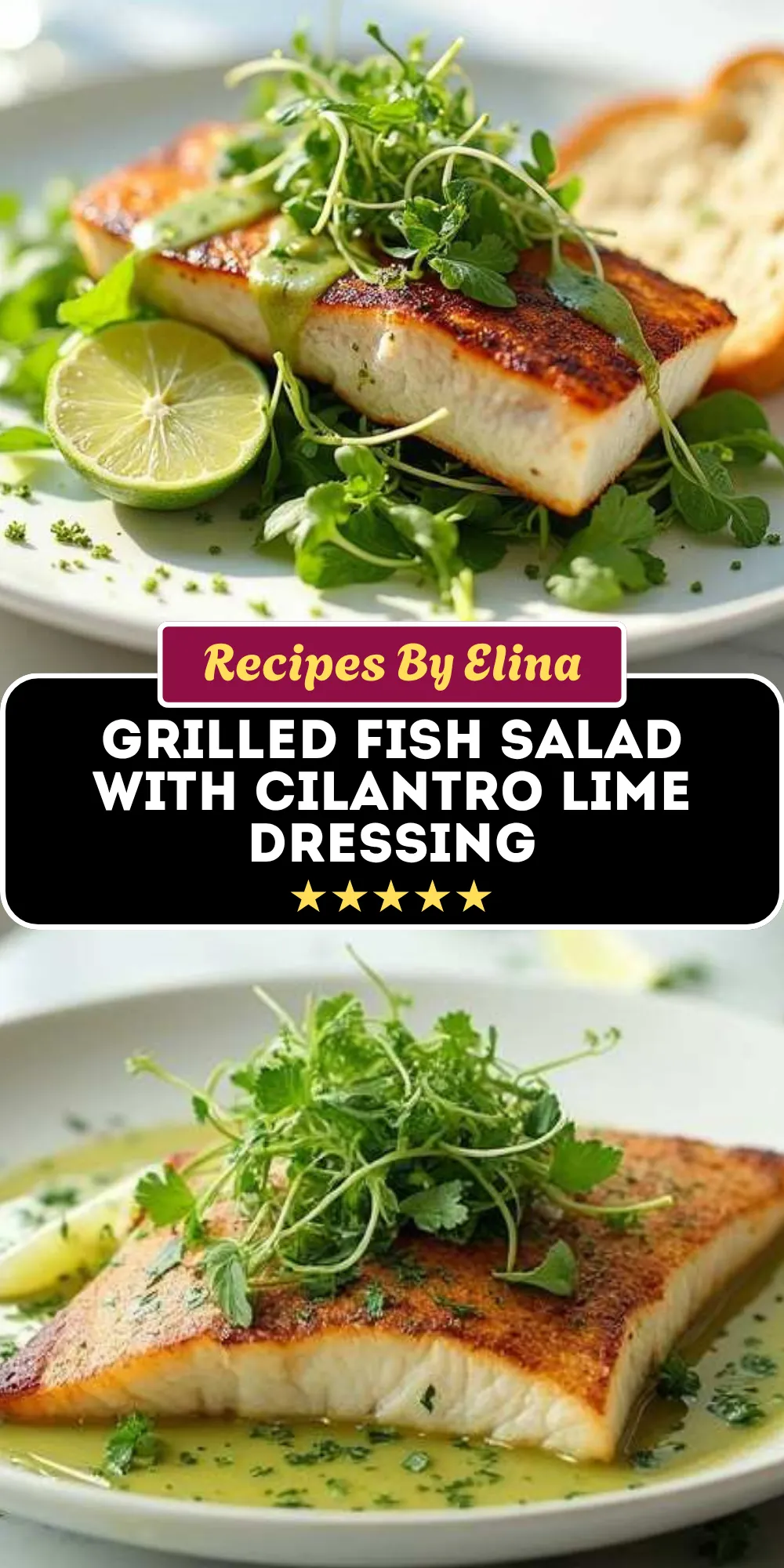 Grilled Fish Salad with Cilantro Lime Dressing