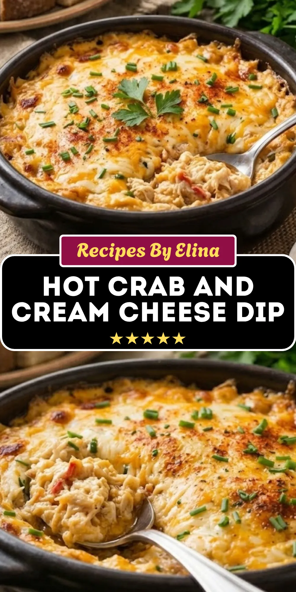 Hot Crab and Cream Cheese Dip with Bread Cubes