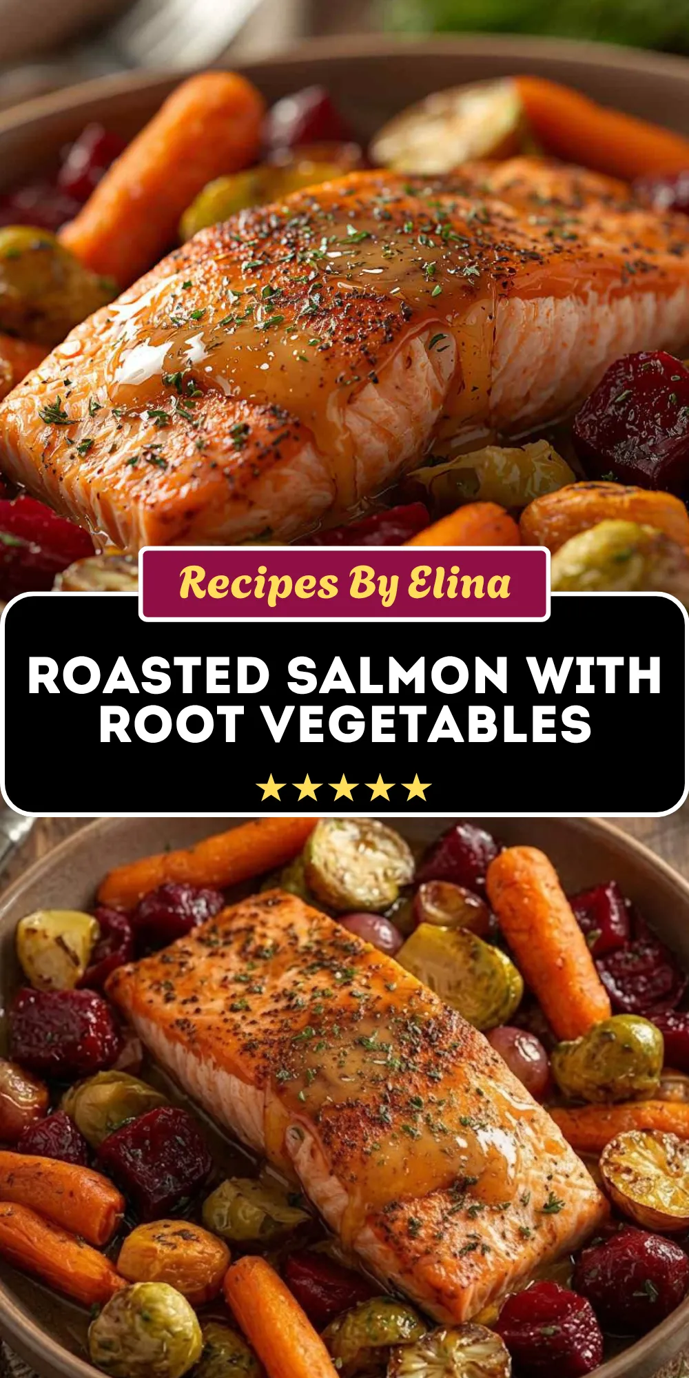 Maple Dijon Roasted Salmon with Root Vegetables