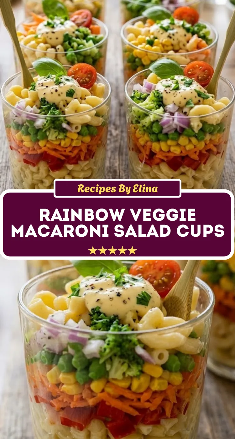 Rainbow Veggie Macaroni Salad Cups