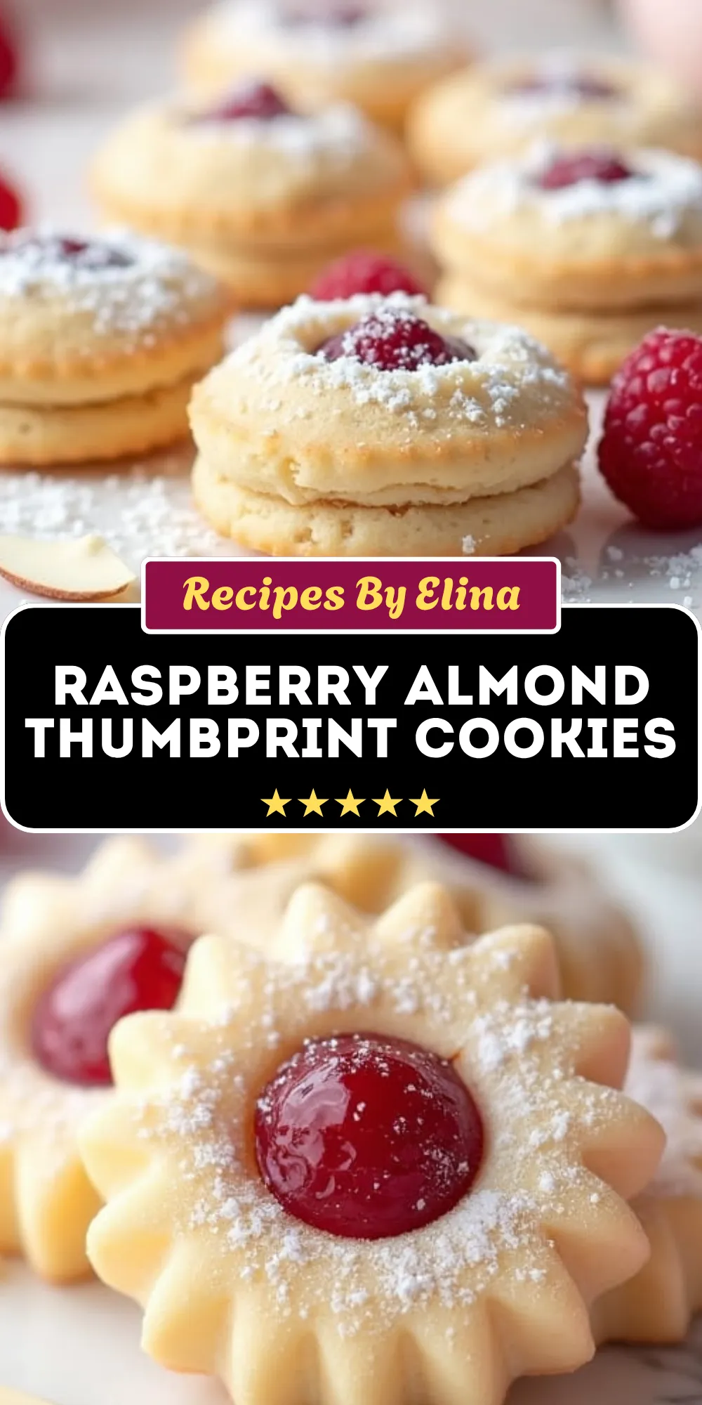 Raspberry Almond Thumbprint Cookies