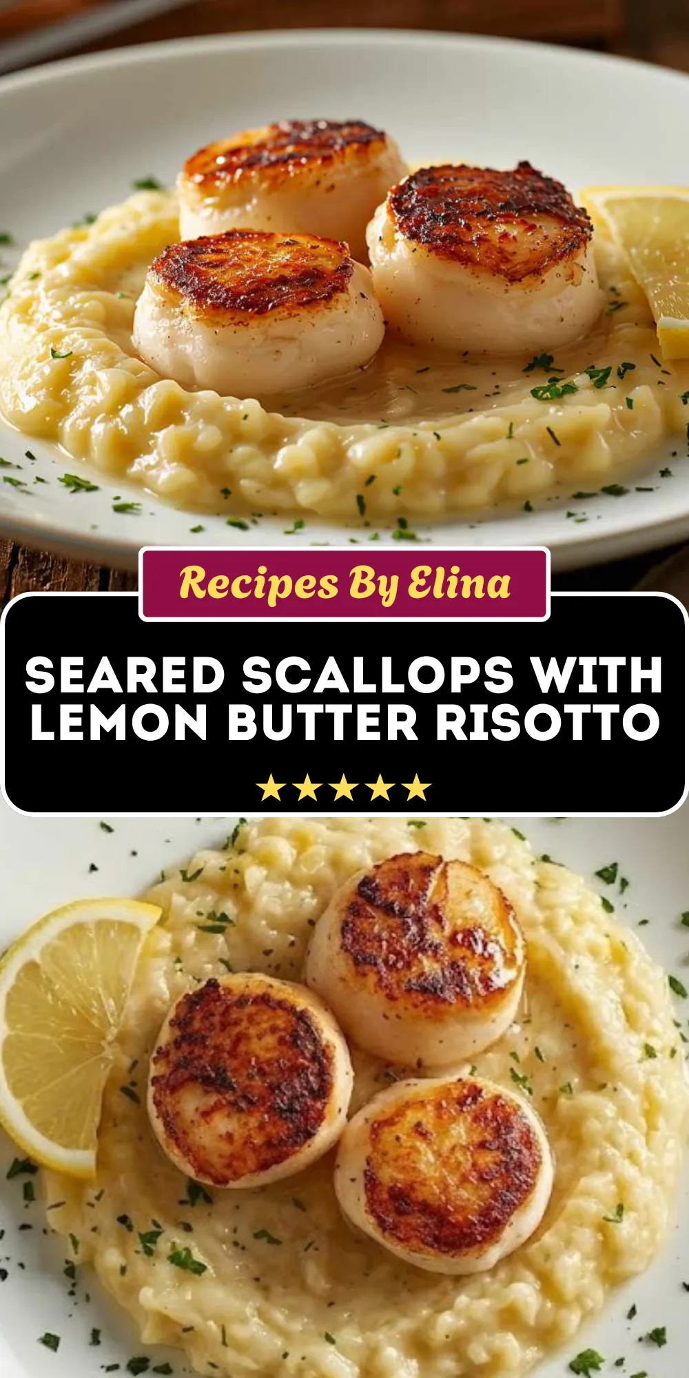 Seared Scallops with Lemon Butter Risotto