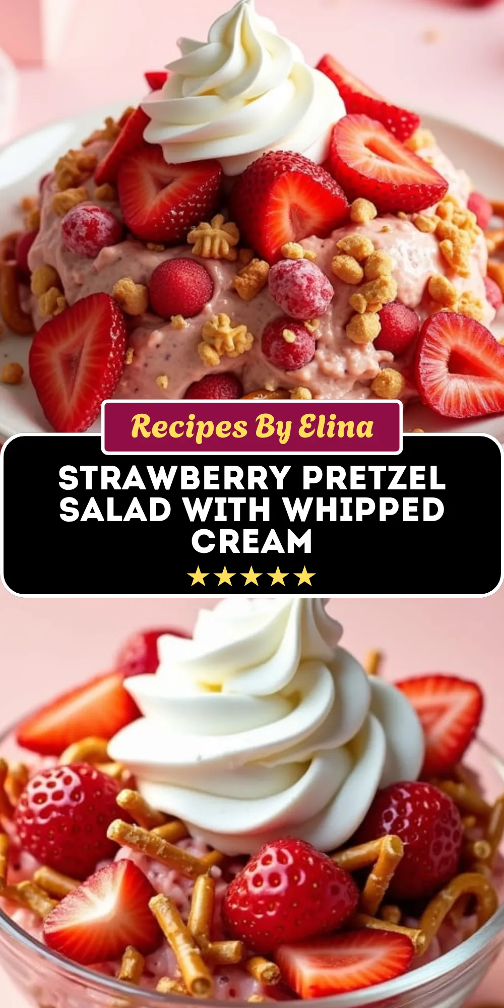 Strawberry Pretzel Salad with Whipped Cream