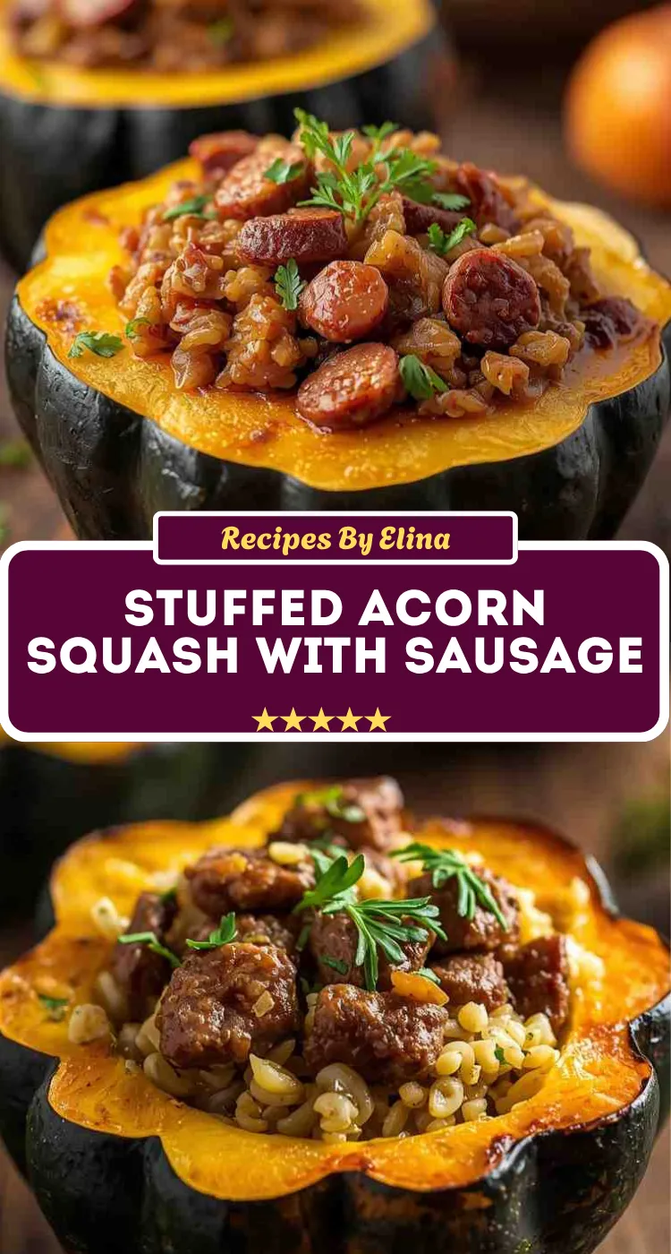 Stuffed Acorn Squash with Sausage and Rice