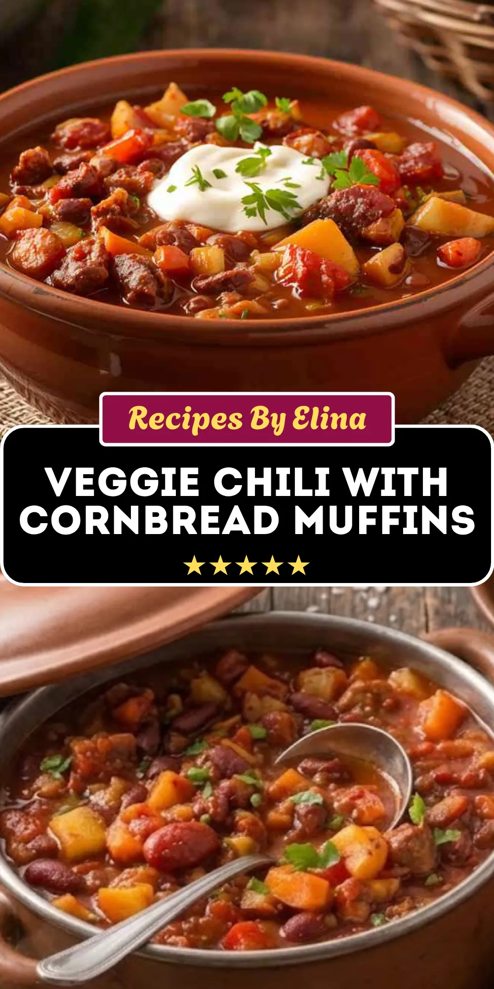 Veggie Chili with Cornbread Muffins
