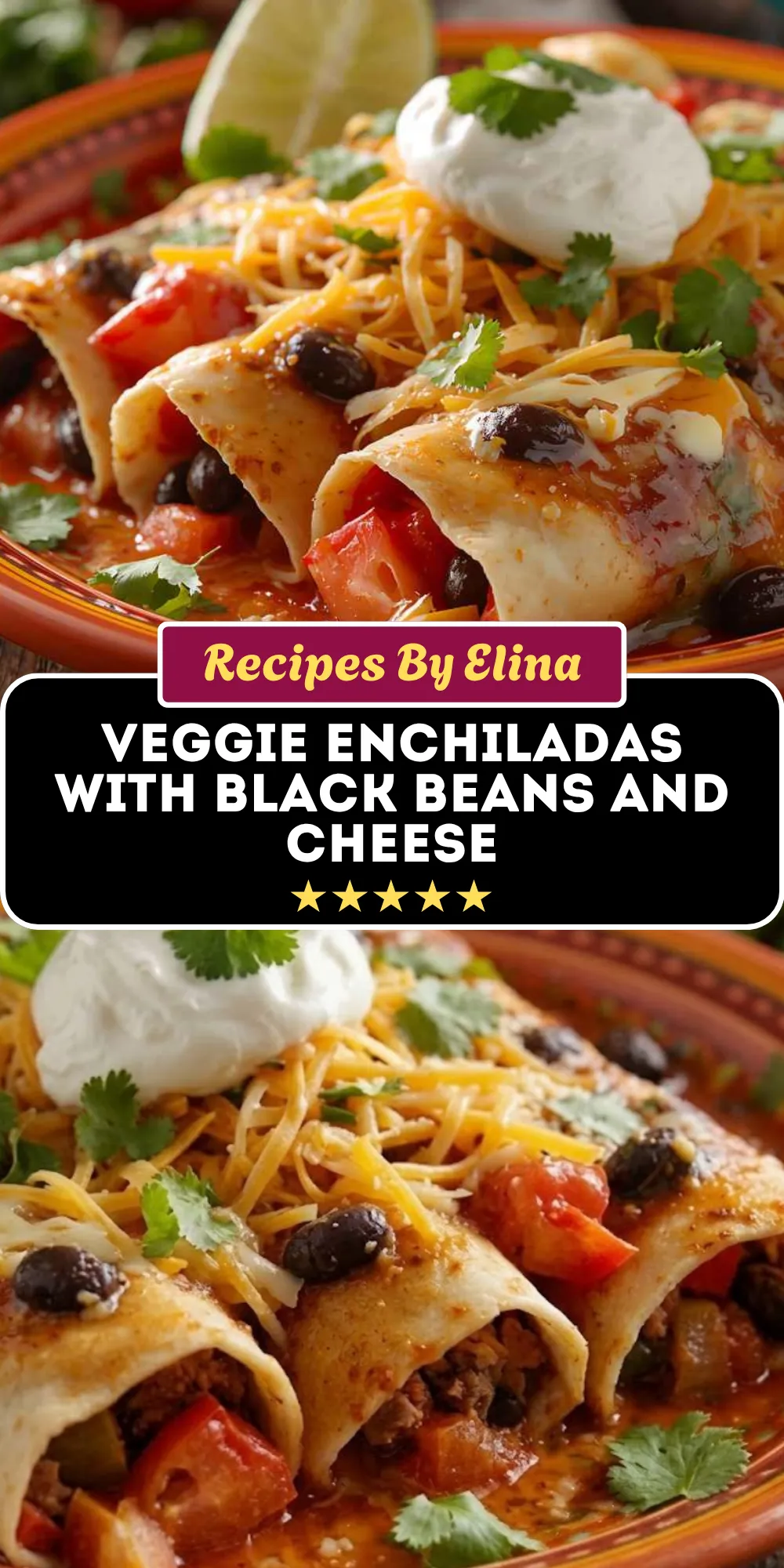 Veggie Enchiladas with Black Beans and Cheese