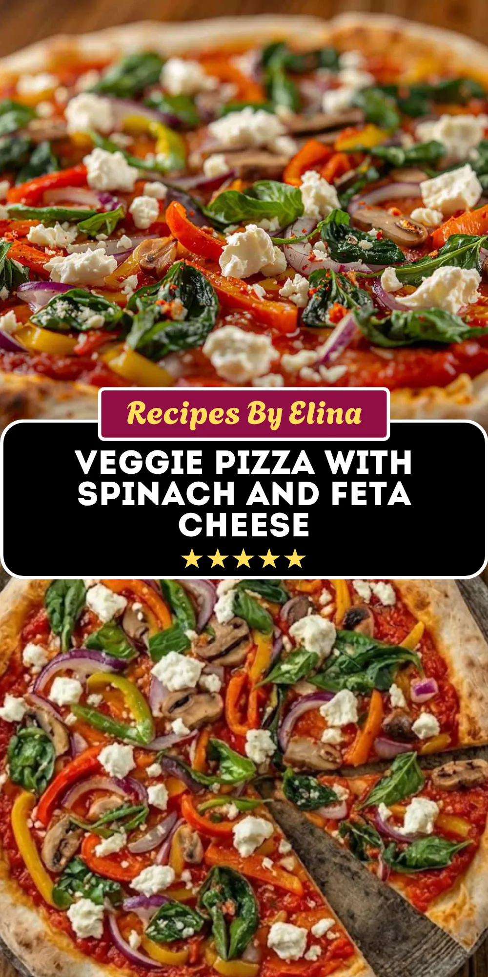 Veggie Pizza with Spinach and Feta Cheese