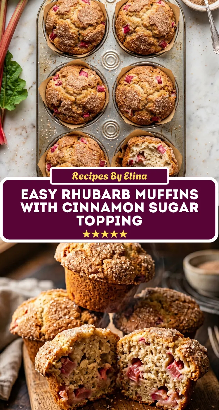 Easy Rhubarb Muffins with Cinnamon Sugar Topping