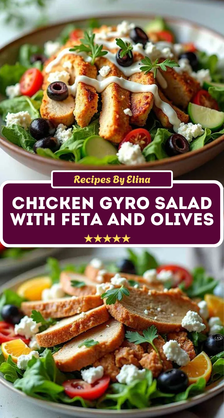 Chicken Gyro Salad with Feta and Olives
